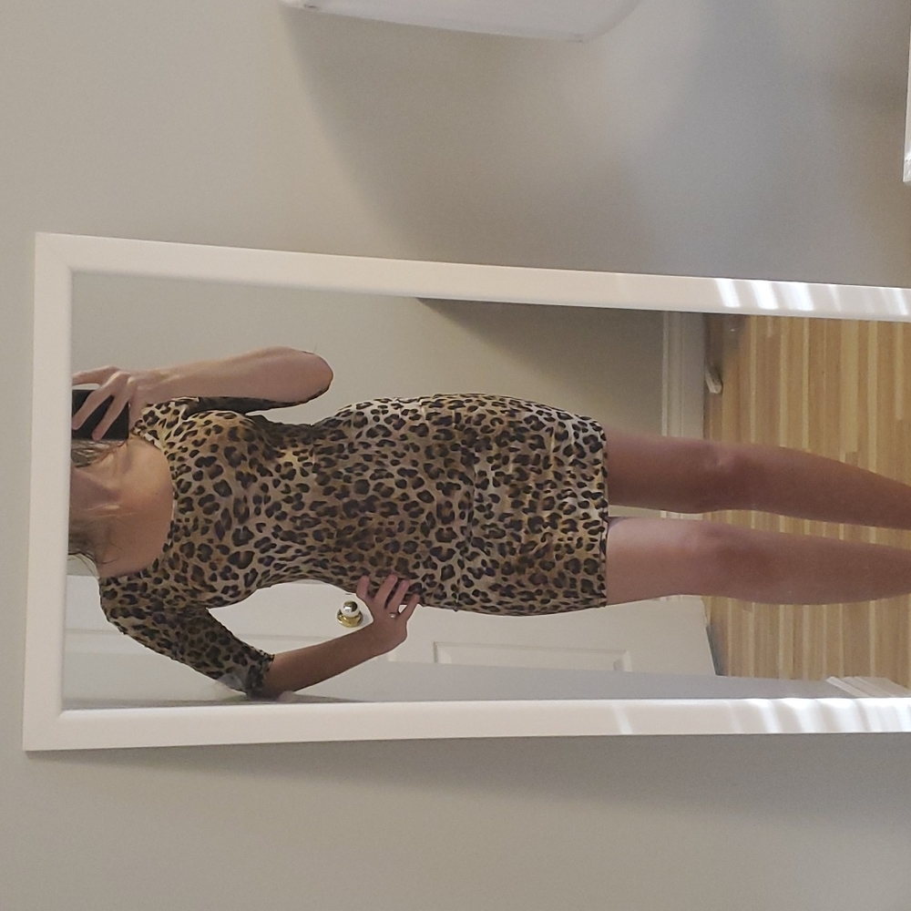 Sexy cheetah print dress with open back detail